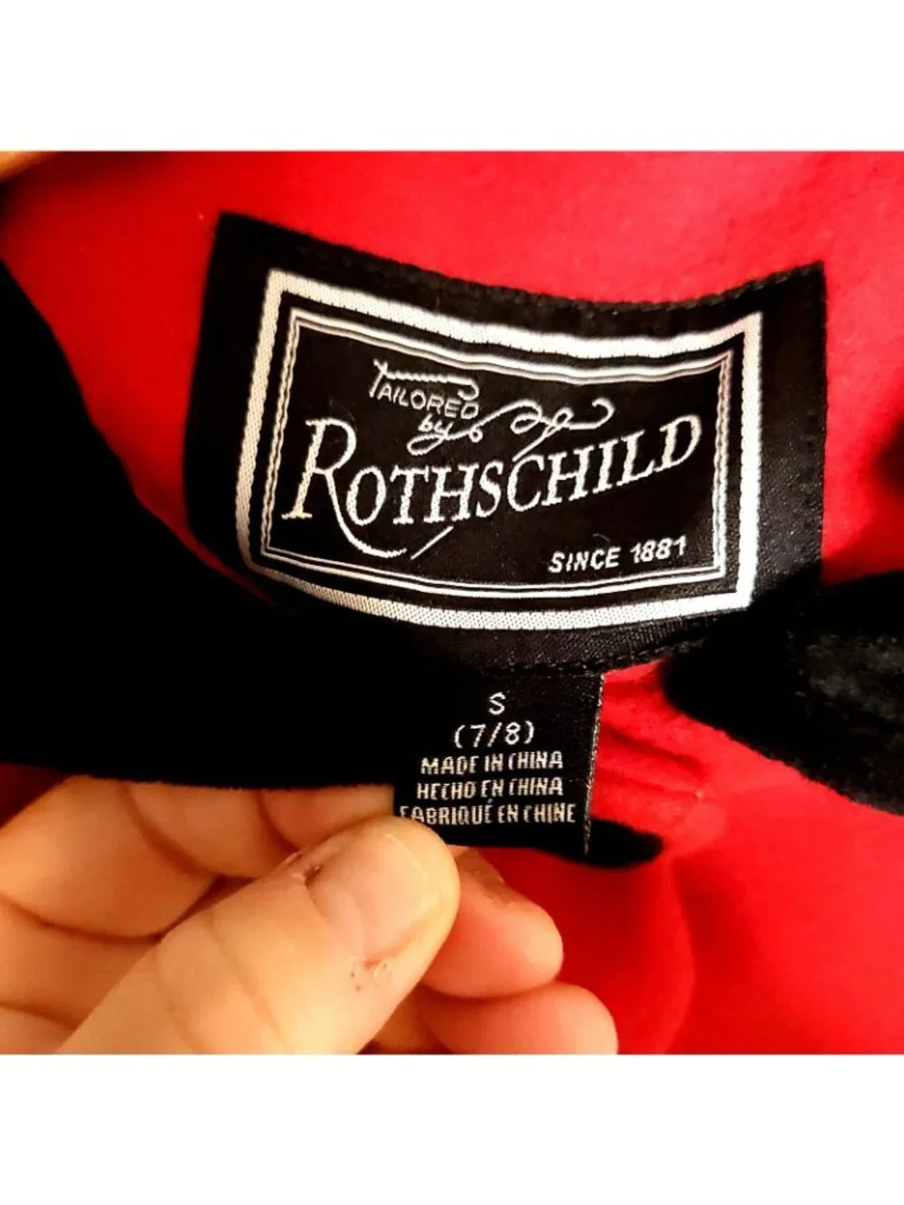 Rothschild Girls New Red Peacoat With Black Velvet Collar 7-8